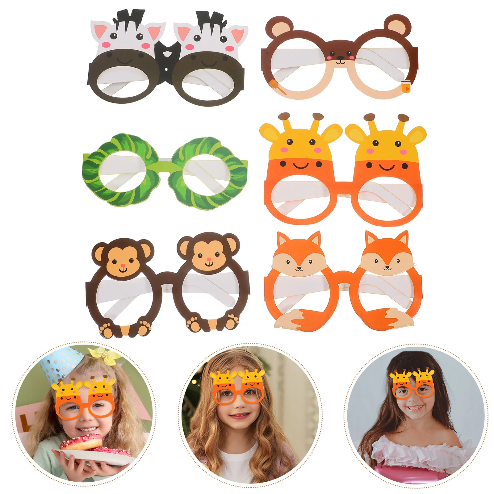 

12Pcs Animal Party Glasses Cartoon Paper Sunglasses Birthday Decoration Happy Birthday Party Favors Photo Booth Props