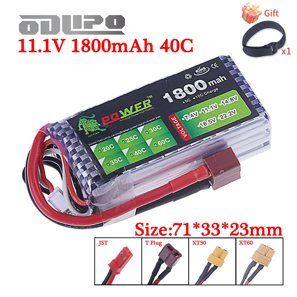 3S Lipo Battery 11.1V 1800mAh 40C~60C Battery RC Car For FPV RC Drones Helicopter Remote Control Toys Rechargeable 11.1V Bateria