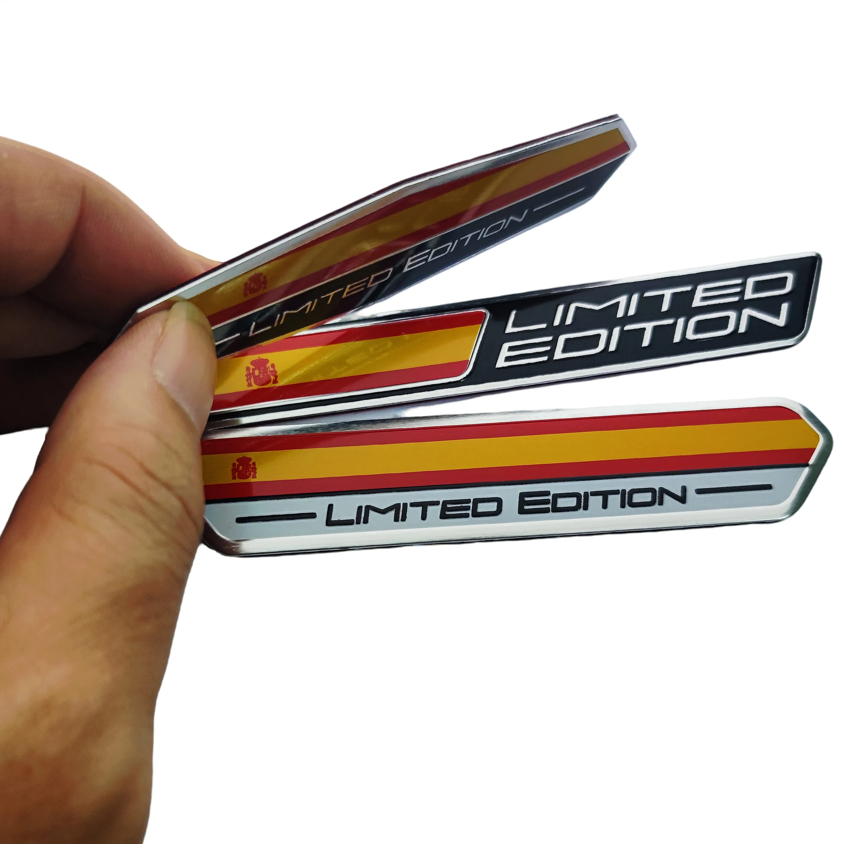 Limited Edition Spanish Flag Emblem Aluminum Sticker for Car Motorcycle Universal Decorative Body Outline Decal