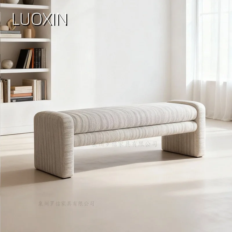 LH solid wood home shoe changing stool minimalist bedroom fabric bedside corduroy bench