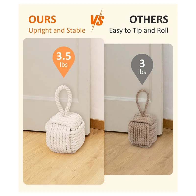 RALCA-Cute Rope Knot Design Door Stoppers-Heavy Duty Weighted Doorstop, Decorative Inside Mount For Home& School