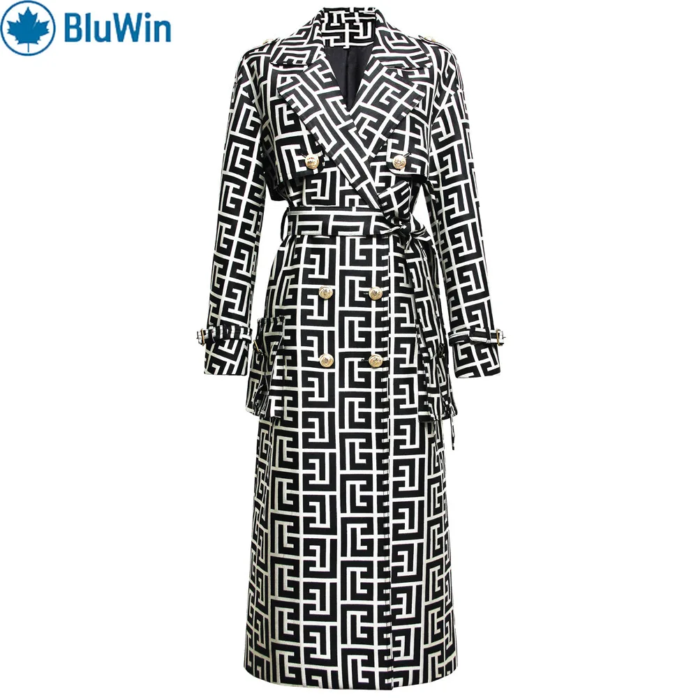 

URBANCHIC French Style Jacquard Trench Coat Women 2025 Autumn Luxury Belted Mid-length Outerwear Elegant Office Lady Coat