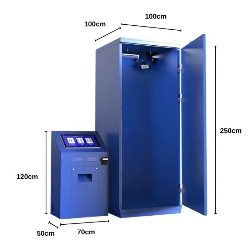 Customized Blue Photo Booth Machine with  Angle Camera & Built-in Printer Korean Style Design for Events