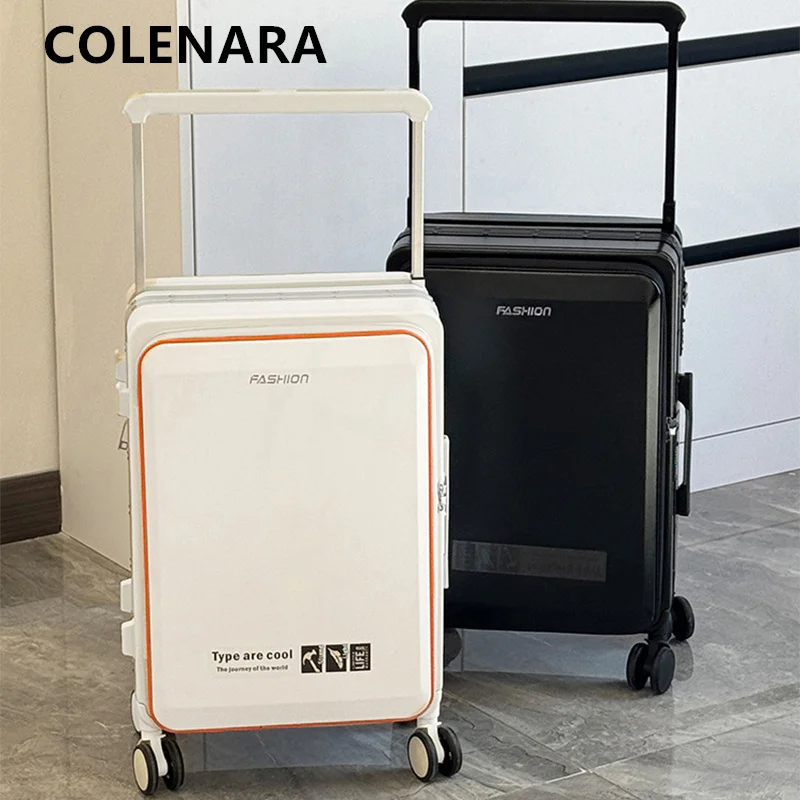 COLENARA Valigia con ruote ABS + scatola d'imbarco per PC Trolley da 20 "24 pollici con doppia apertura Bagagli multifunzione con ricarica USB