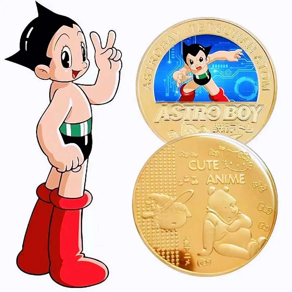 Astro Boy Coin Metal A-Astro Boy Coin Tcg Anime Commemorative Coins Collectibles Cartoon Medal Kids Toys Gifts Souvenir Badge