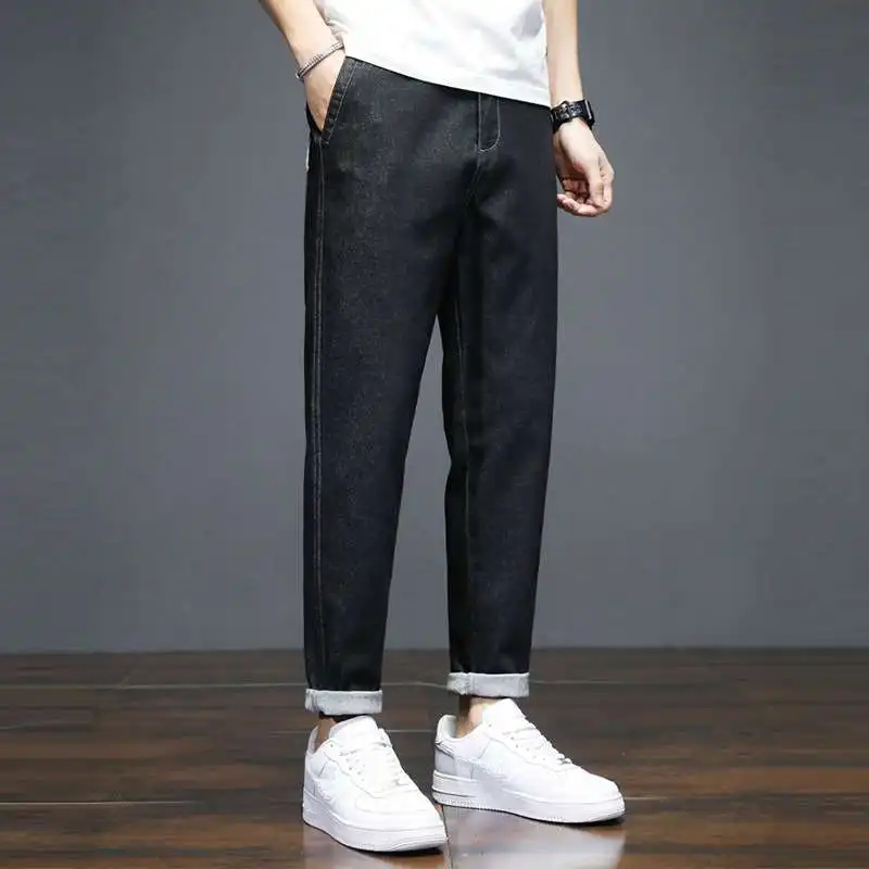 

Slim Fit Stretch Jeans for Men New Autumn Winter Tendency Straight Leg mid Waist Long Pants Casual Scene Water Washed