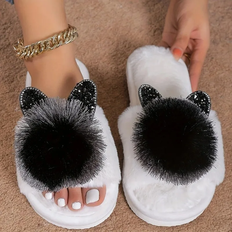 

Spring Women's Animal Rabbit-Shaped Plush Spring and Autumn Comfortable Leisure Home Fashion Anti-Slip Slippers
