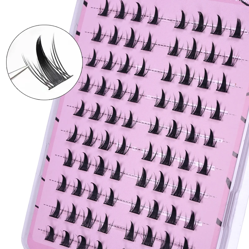 Pestañas autoadhesivas DIY, sin necesidad de pegamento, pestañas reutilizables 5D, pestañas esponjosas en racimo, extensión de pestañas de Manga coreana DIY en casa