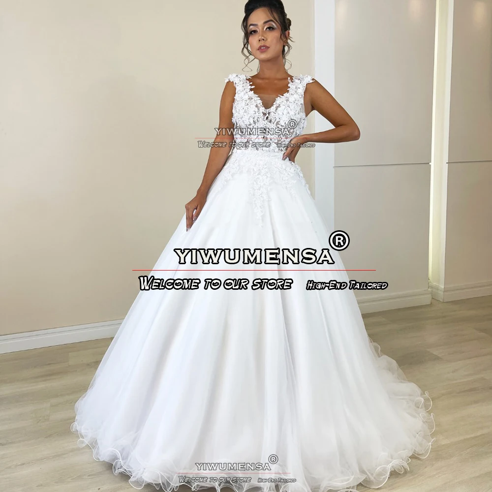 Luxury White Wedding Dresses Formal Women Party A Line Sleeveless Bridal Gowns Crystals Beading Bride Marriage Dress Tailored