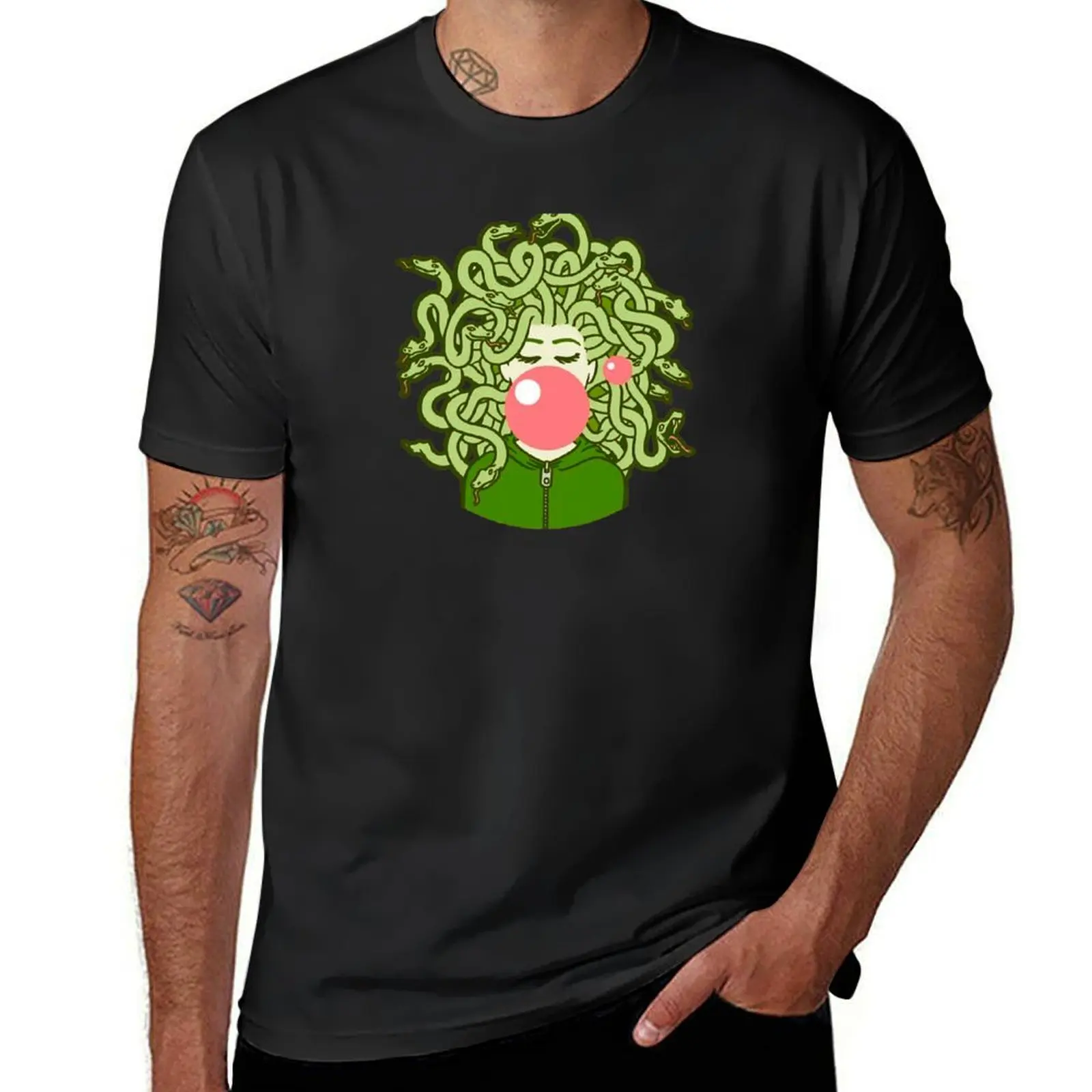 

medusa gorgon with bubble T-Shirt oversized cute clothes sweat funnys workout shirts for men