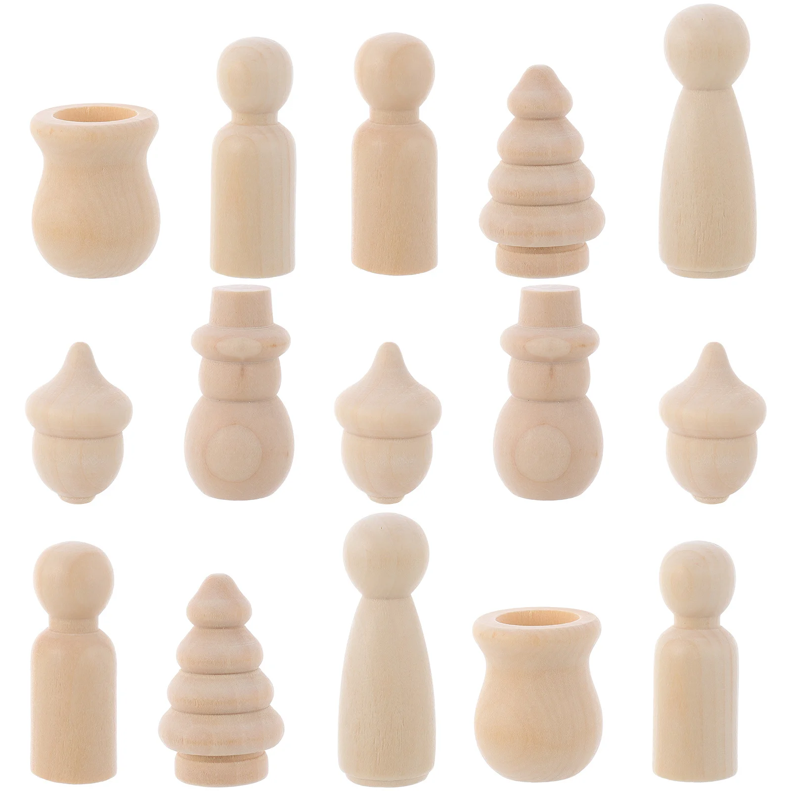 70개 나무 인형 세트 천연 목재 DIY 페인팅 공예 어린이 수공예품 미도색 나무 인형 창의적 장식용