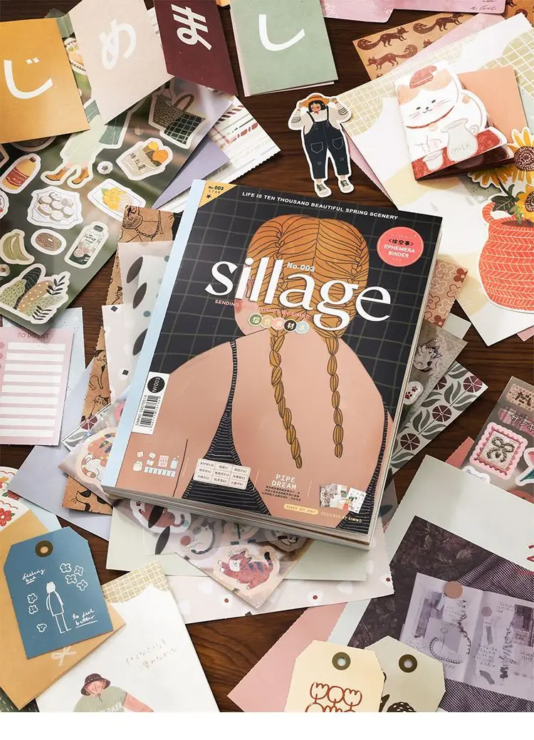 Chaoyu Koreanischer Ins-Style Journal-Materialien-Set, Hochwertiges Salz-Stil Charaktermuster-Sticker-Materialpapier, Ita Bag DIY-Materialien – Detail 1