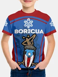 Korean Children's Clothes 2024 Kids Spring Clothes Boricue Puerto Rico Flag Children's Boy's Clothing Child T-shirt Top Shirts