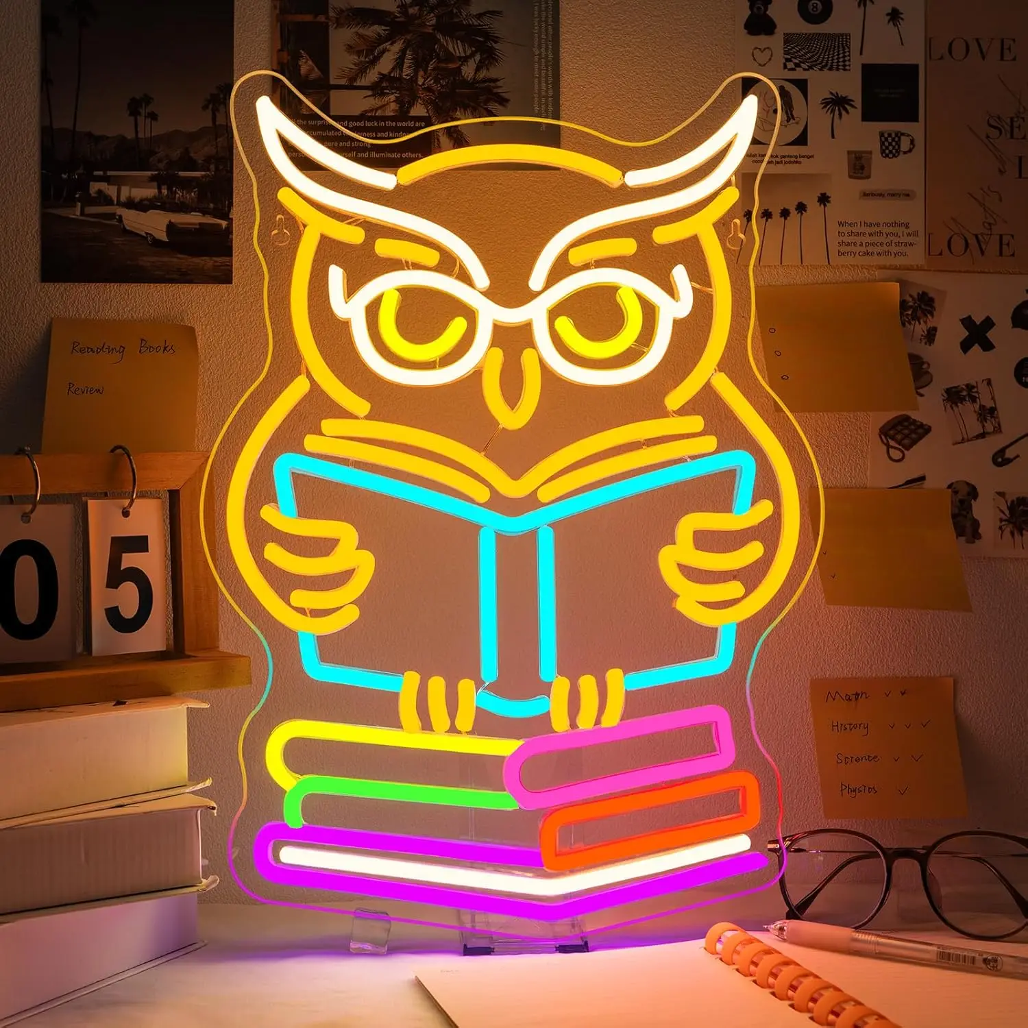 

Owl Reading Neon Sign USB Powered LED Light for Library Room Classroom Reading Corner Book Club Classroom Bedroom Decoration