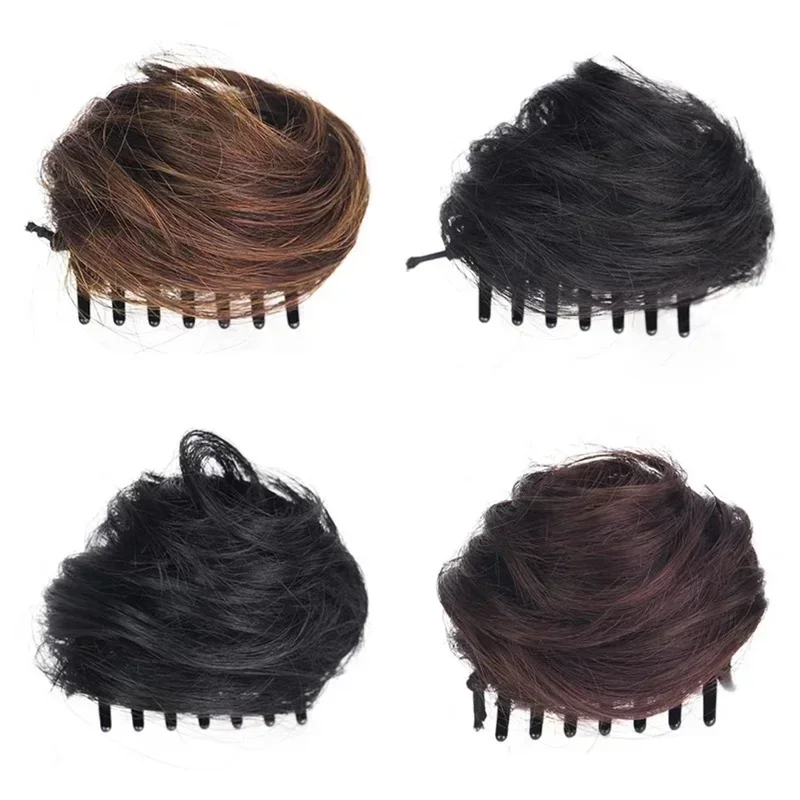 Bun Fake Donut Lengthening Wig Rubber Hair Piece Ladies Braided Bun Hair Clips for Women  Claw Clip  Hair Accessories