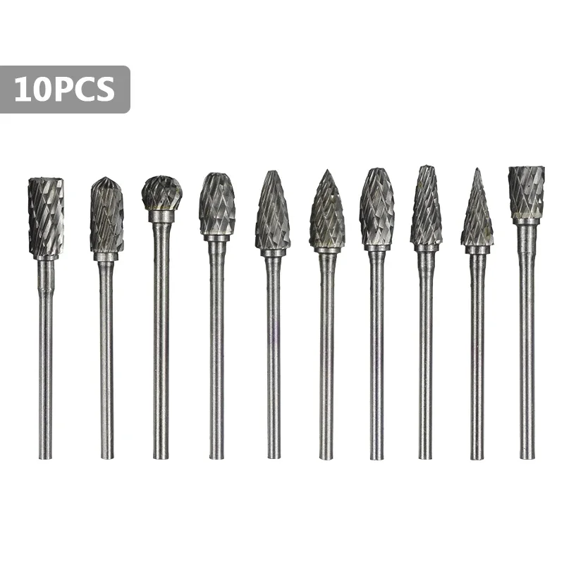 

10pcs tungsten carbide shank cutter 3.175mm double cut rotary files