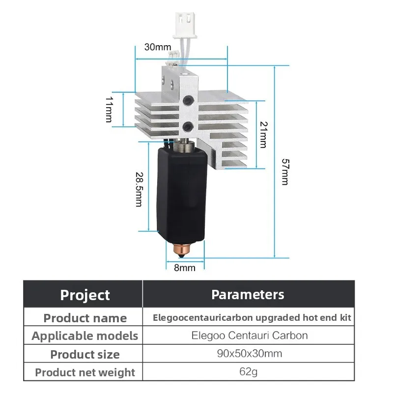 3D printer accessories for Elegoo CC hot end kit nozzle silicone sleeve ceramic heating temperature measurement