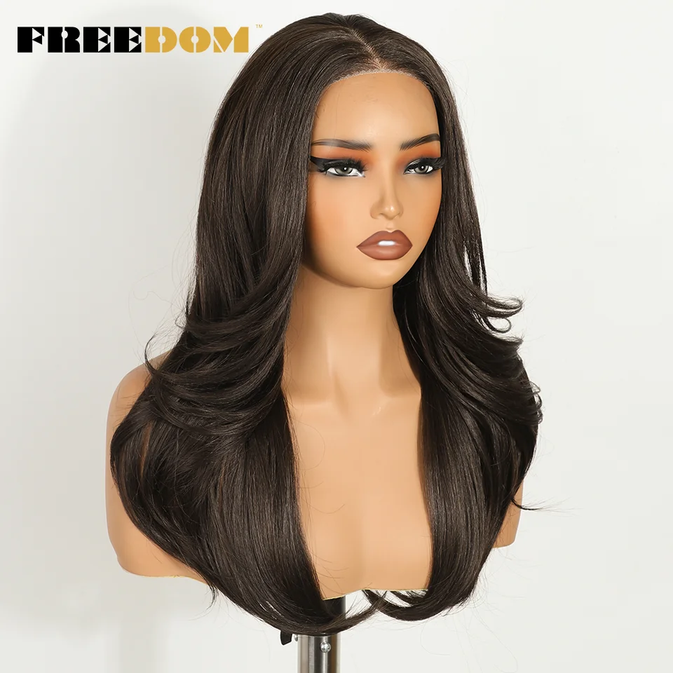 Liberdade perucas dianteiras de renda sintética para mulheres negras 20 "ombre loira ondulada 6x4 pré arrancadas pré corte usar e ir perucas de renda sem cola