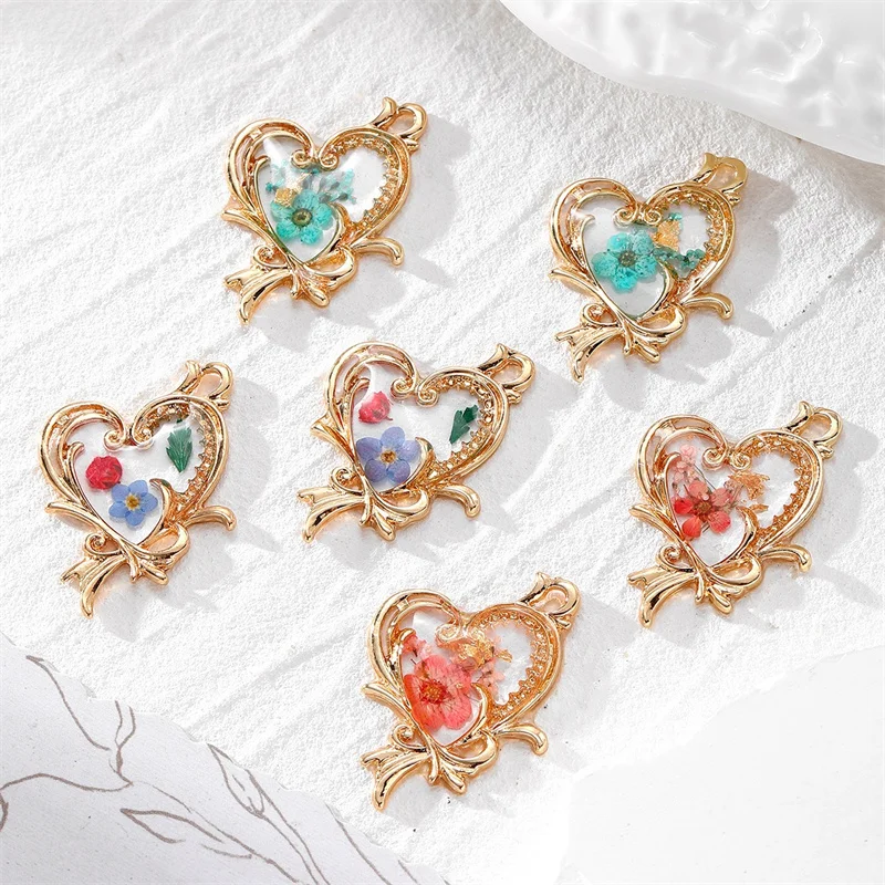 Summer style 20pcs/lot color flowers core cartoon hearts shape metal resin beads diy jewelry garment hair accessory