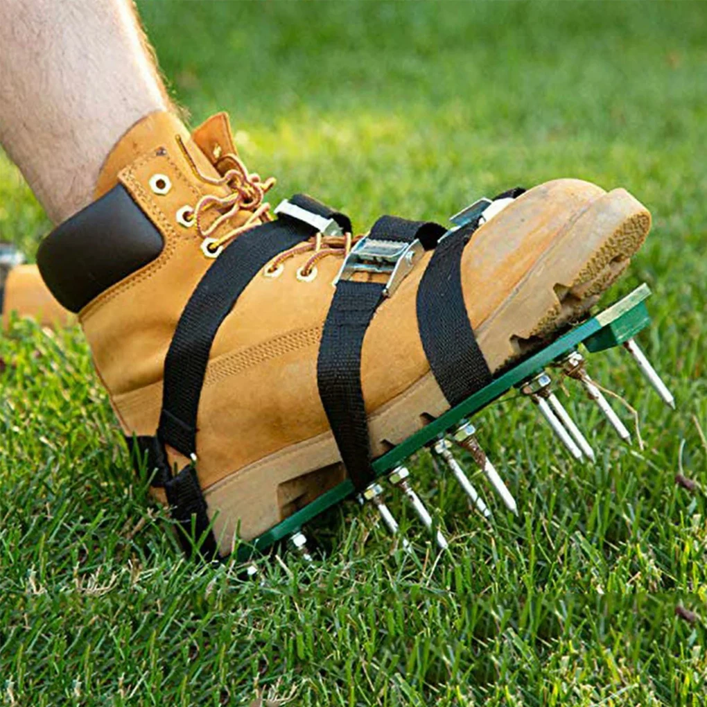 Lawn Aerator Shoes Manual Lawn Aerator with Spike Adjustable Spiked Aerating Sandals Reusable Plastic Lawn Aerator Sandals Lawn