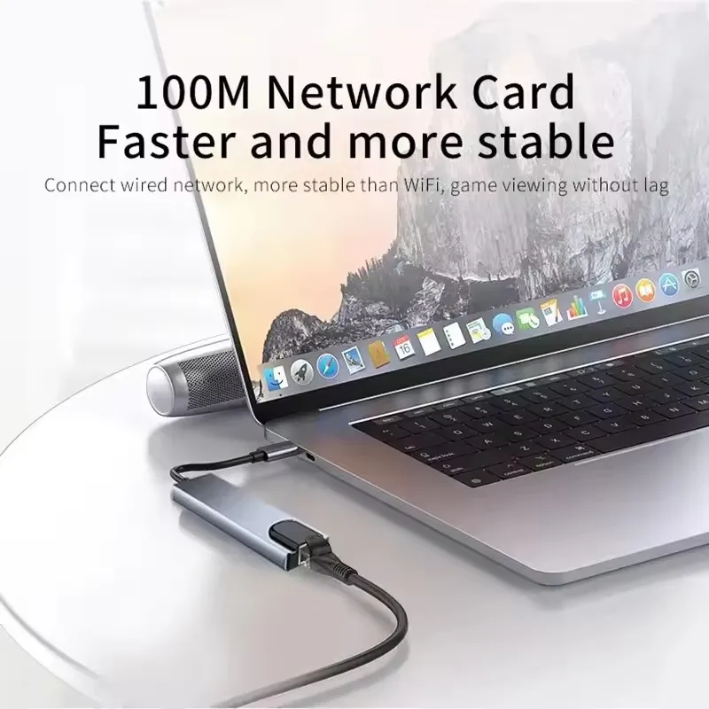 8in1 USB C HUB Type C Splitter 4K Thunderbolt 3 Docking Station Laptop Adapter For Macbook Air M1 iPad Pro RJ45 HDMI Computer
