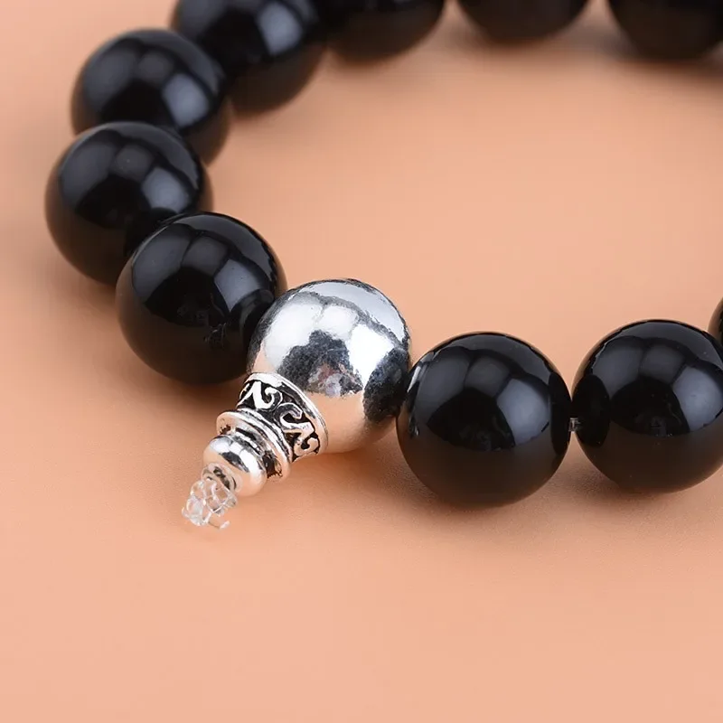 925 sterling silver Buddha beads round bead three-hole stupa set of handmade DIY material bracelet jewelry accessories