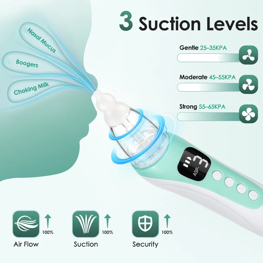 Electric Pattern Baby Nasal Aspirator Charging Version Newborn Baby Nasal Aspirator Suck Out Prevent Nasal Congestion view 5