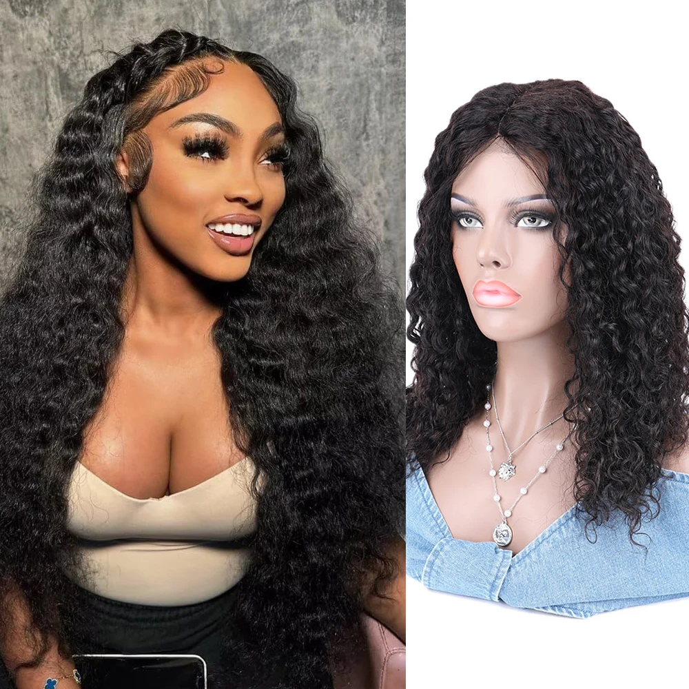 

2X6 Lace Closure Wig Deep Curl Virgin Brazilian Hair Lace Front Wigs with Baby Hair Water Deep Wave Human Hair Wig 210% Density