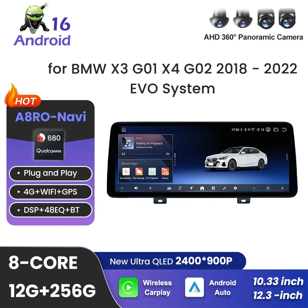 for BMW X3 G01 X4 G02 2018 - 2022 EVO System BT Car Radio Multimedia Player Android 16 GPS 4G Carplay DSP Stereo WiFi Auto Tools