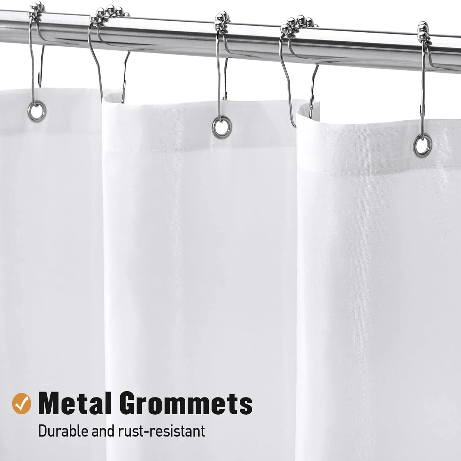 1PC White Fabric Shower Curtain Liner, Modern Bathroom Simple Shower Curtain Or Liner, TARP and Machine Washable, 12 Hooks