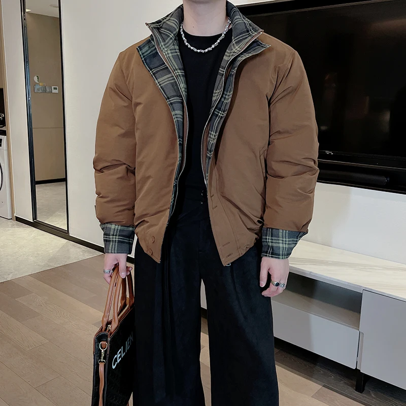 

Winter Patchwork Casual Stand Up Collarcotton Jacket Men Loose Thick Warm Cotton Jacket for Men Social Street Wear Puffer Parkas