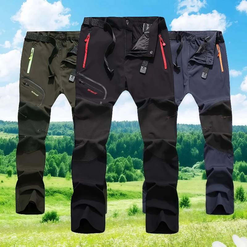 Spring and Autumn Casual Men's Pants Windproof Waterproof Elastic Loose Mountaineering Pants Outdoor Camping Hiking Men's Pants - Image 2