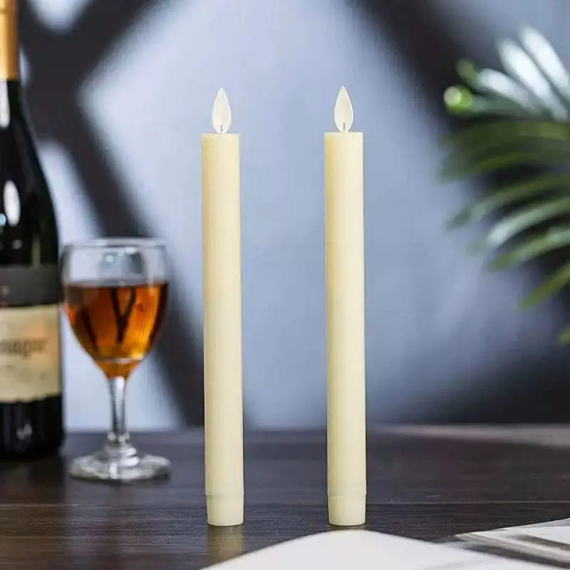 Flickering LED Taper Light Battery operate Candle stick Dancing Moving wick Wedding Xmas Home Table DIY Decoration H25cm-Amber