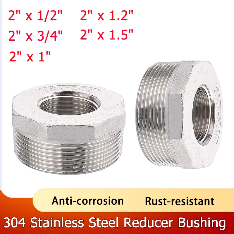 

1PCS BSP 2" Male To Female Thread 304 Stainless Steel Reducer Bushing Reducing Pipe Fitting Connector