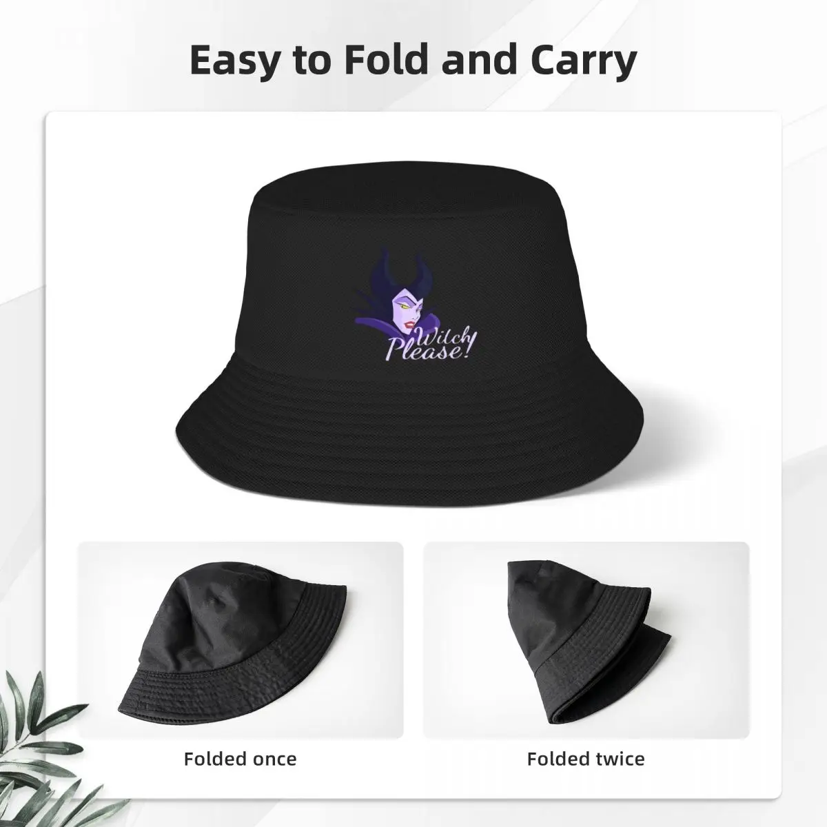 Halloween Maleficent Magic Bucket Hat for Women Beach Villains Sun Hat for Hiking Caps