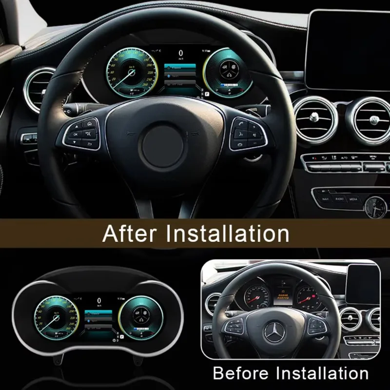 12.3'' LCD Dashboard Speedometer W205 Digital Cluster for MercedesC Class GLC X253 Auto Replacement LCD Instrument Panel
