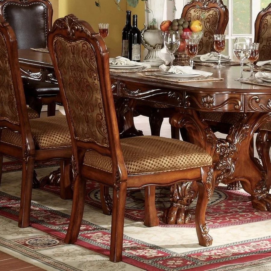 

Beige and Cherry Oak Padded Side Chair Set of 2