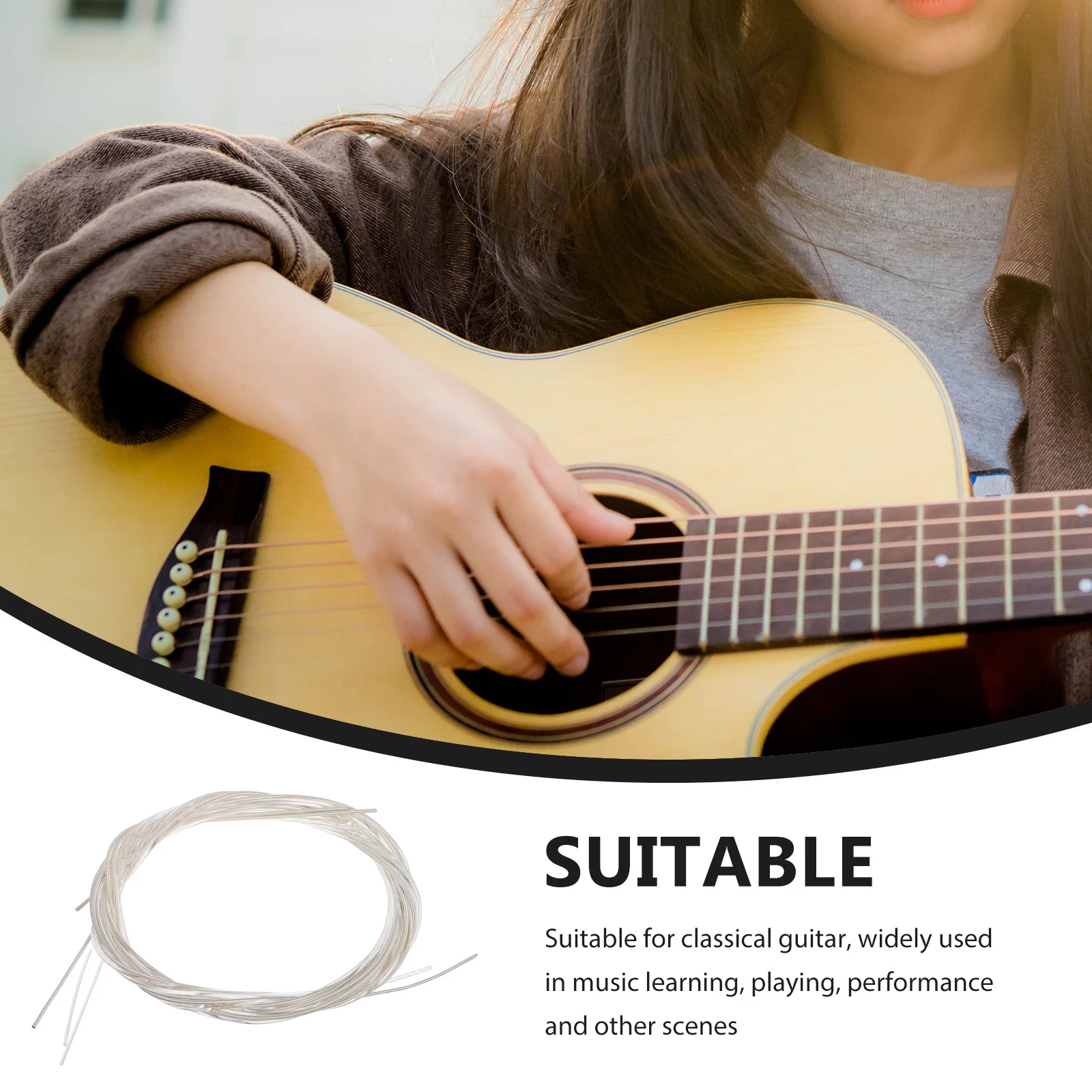 1 Set 1 Set Senar Gitar Klasik Desain Komposit Nilon Tahan Lama untuk Pembelajaran Musik, Bermain, Pertunjukan, Suku Cadang Pengganti