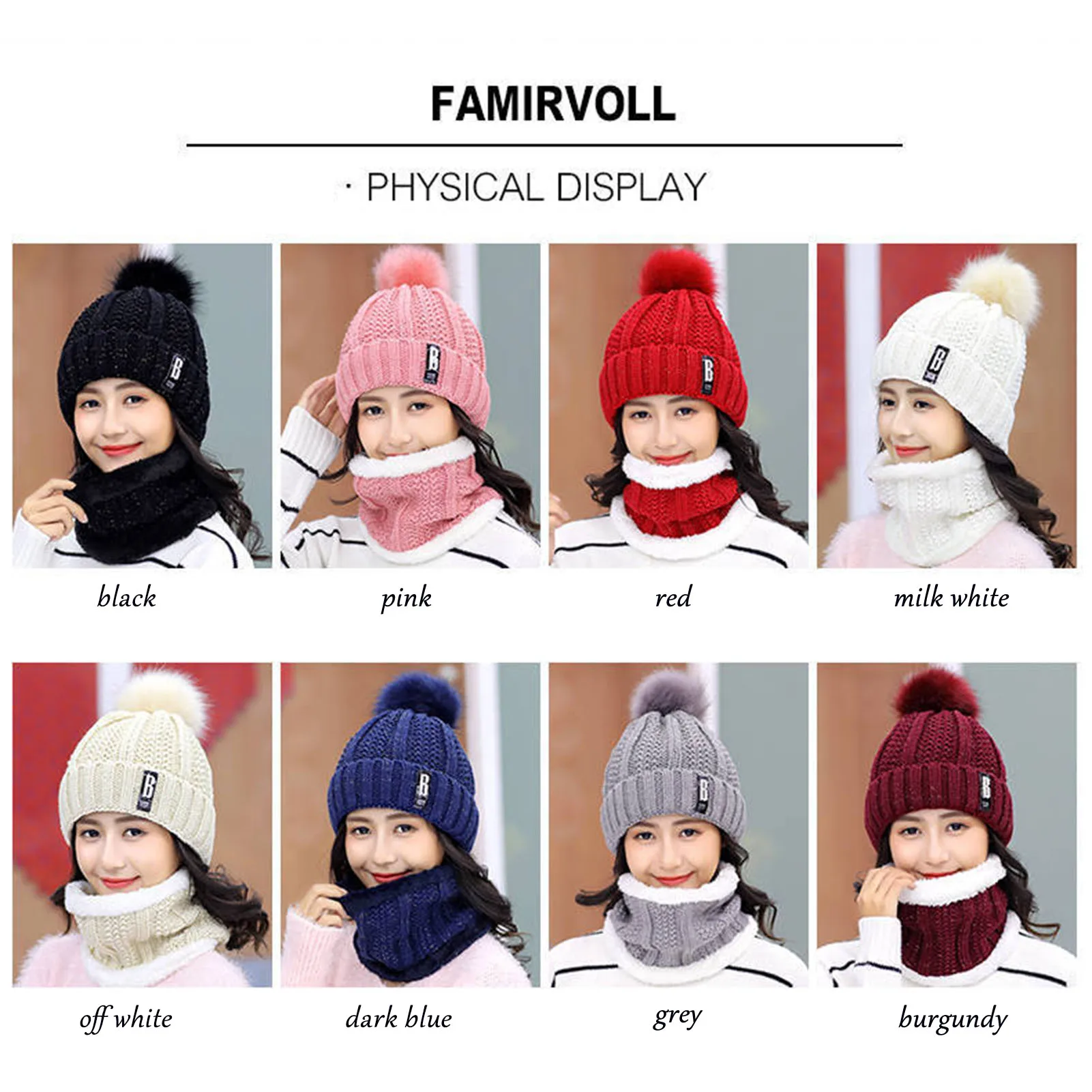 Topi beanie rajut leher, topi tudung kepala Musim Dingin hangat untuk wanita, berkendara salju luar ruangan