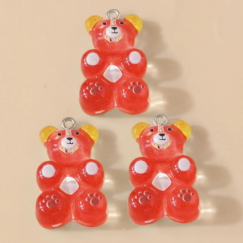 10 Stück 18x30mm Cartoon Harz Gummibärchen Anhänger für Schmuckherstellung, Ohrhänger, Halsketten, Armbänder, DIY Bastelbedarf – Detail 11
