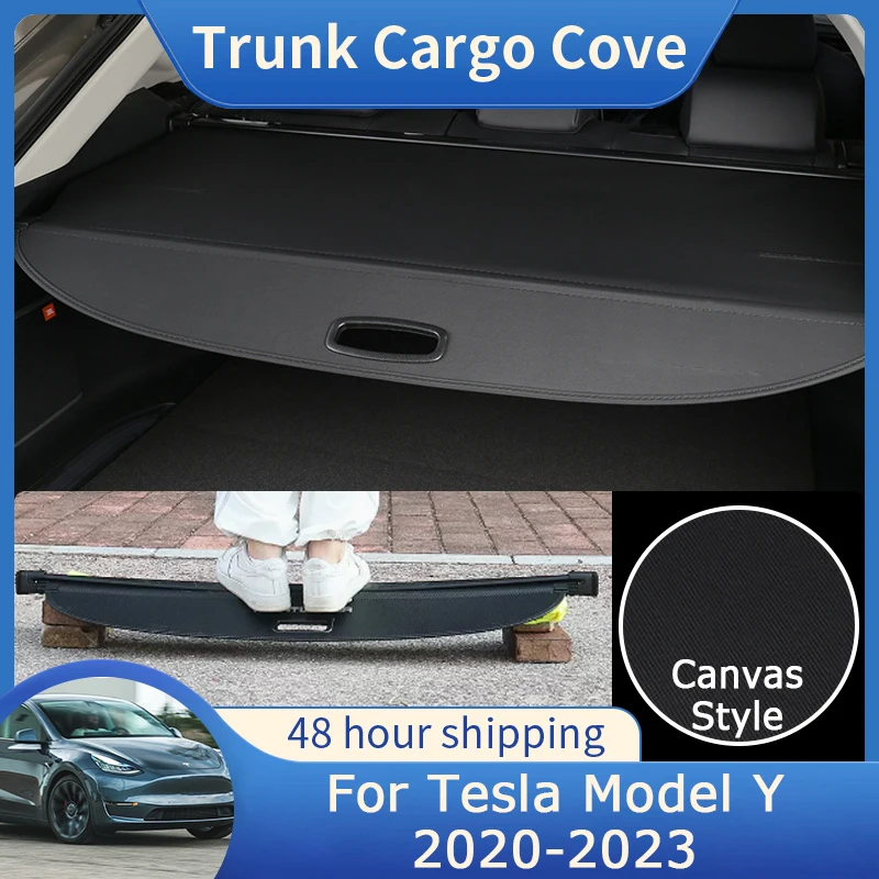 

Крышка багажника автомобиля для Tesla Model Y 2020~2024 2022 2023 Выдвижной щиток Органайзер для груза Раздел Конфиденциальность Аксессуары для интерьера