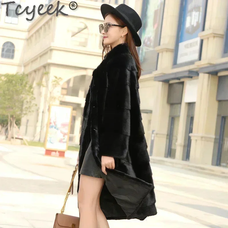 Natural Tcyeek Jacket for Women Real Fur Coats 2024 Mid-length Whole Female Mink Coat Winter Women's fur Jackets