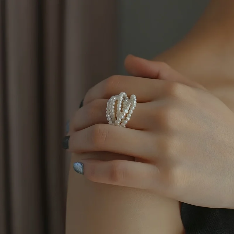 Elegant Exquisite Multi-layer Imitation Pearl Ring Ideal Choice for Women's Wedding Formal Event Jewelry Holiday Party Gift