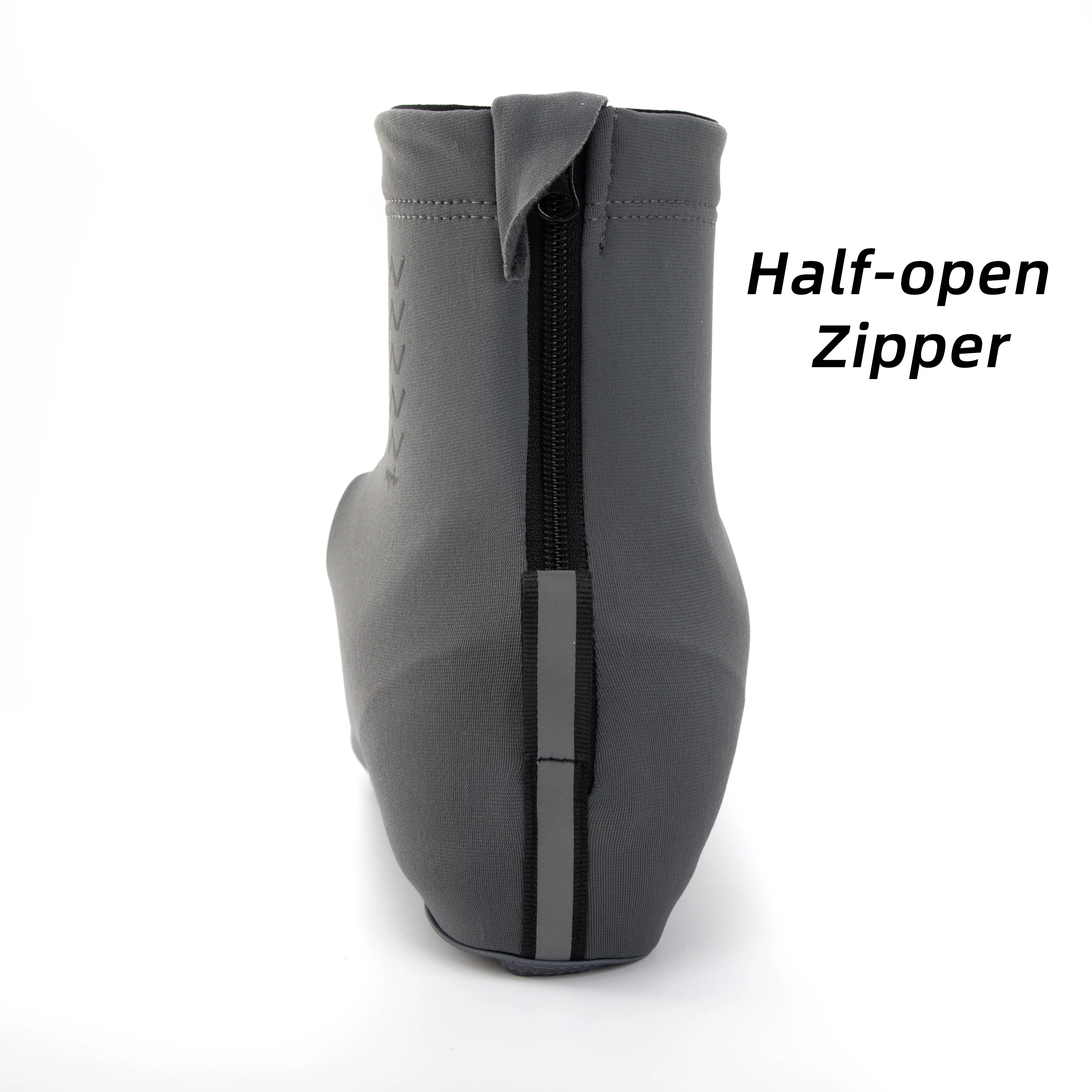 YKYWBIKE Cycling Shoe Cover Thin Fleece Road Bike Overshoes MTB Warm Half-open Zipper Bicycle Shoes Covers