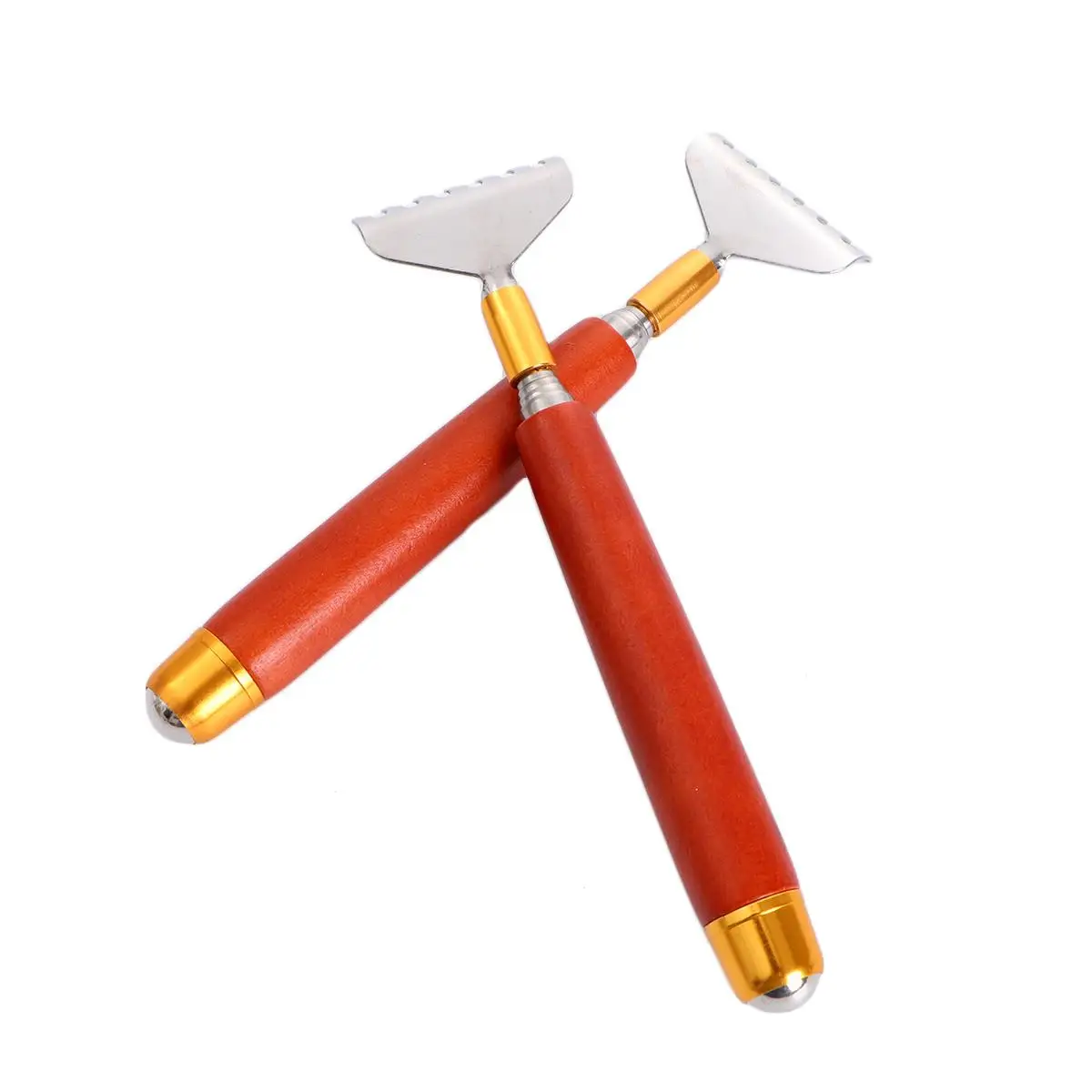 

2Pcs Back Scratcher Flexible Massage Tool Rolling Steel Ball Body Massager Adjustable Length Handle Wooden