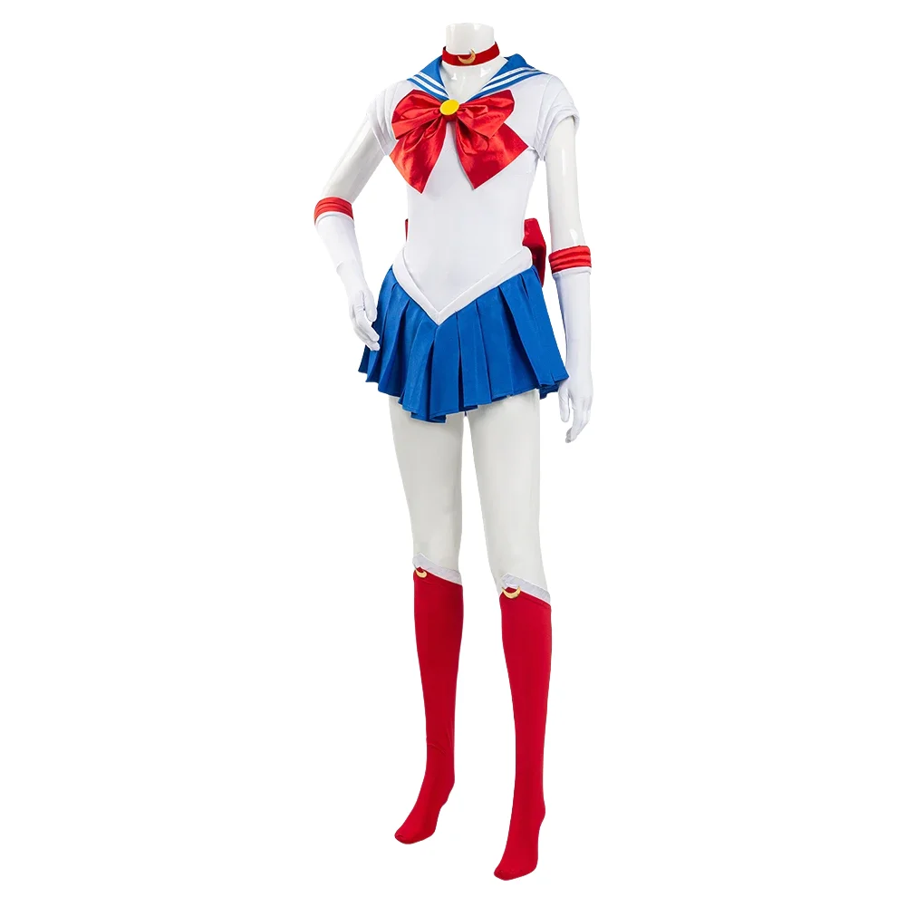 Anime Sailor Moon Costume Cosplay Tsukino Usagi Uniform Dress outfit Cosplay parrucca gialla Halloween Carnivl Party Women Kids