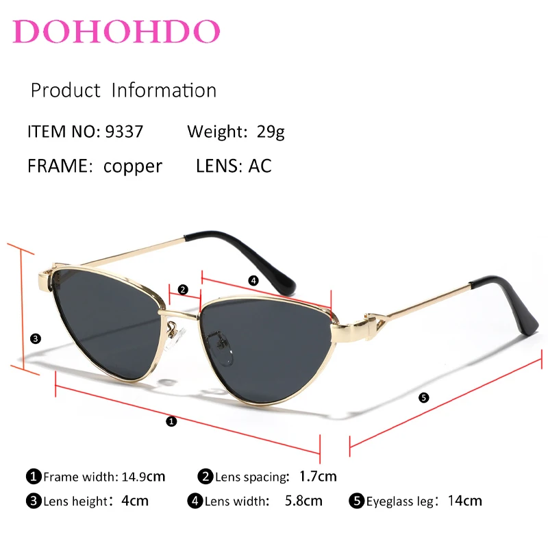 DOHOHDO occhiali da sole Cat Eye in metallo per uomo donna 2024 Luxury Brand Designer Fashion occhiali da sole occhiali da sole femminili alla moda