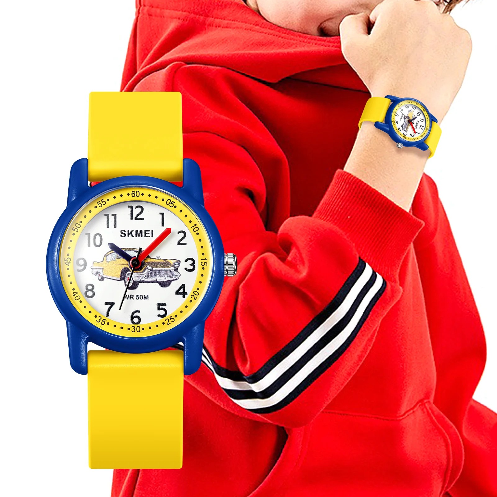 SKMEI Lovely Cartoon Style Quartz Watch Children Fashion Colorful Macaron TPU Band Watches Boy Girl Ultra-Thin Small Dial Clock