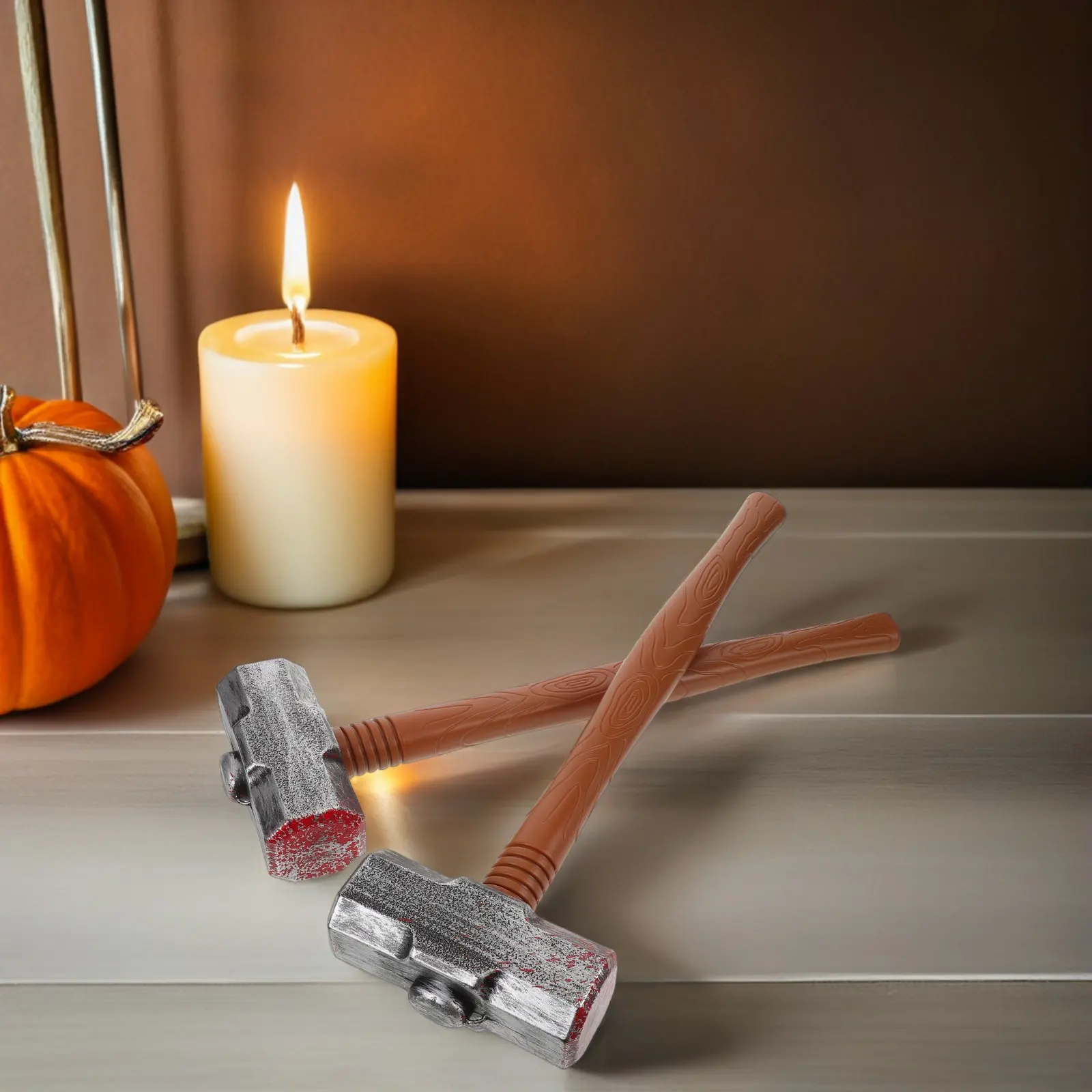2Pcs Realistic Simulation Plastic Hammer Props Halloween Party Cosplay Kids Pretend Play Roleplay Decoration Accessories