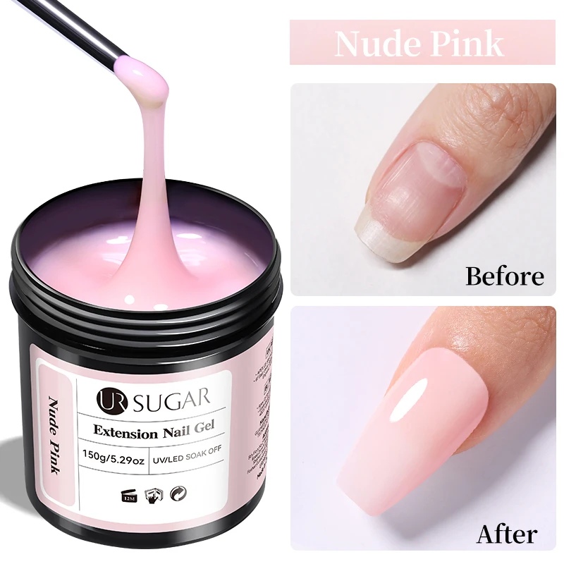 UR Sugar 150g Schnellverlängerungs-Nagelgel UV LED Aushärtbares Aufbaugel Acryl French Nail Art Semi-Permanent Abziehbarer Gel-Lack